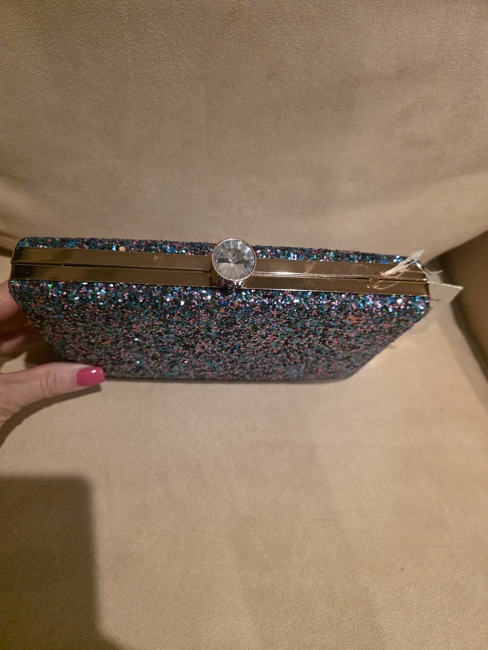 Blue Multi Glitter Box Clutch - Picture 4 of 15